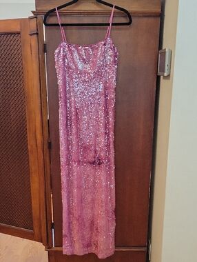 Bardot Infinite Sequins Party NY Disco Swiftie Ophelia Maxi Dress Pink Sz 8 NWT